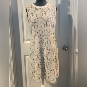 Tommy Hilfiger Outer Lace Paisley Lining Raw Hem Gold Zipper Dress Women Size 10